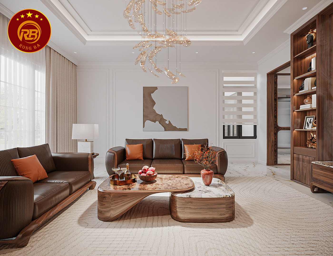 Thiết kế sofa gỗ óc chó đẹp sản xuất thi công giá xưởng