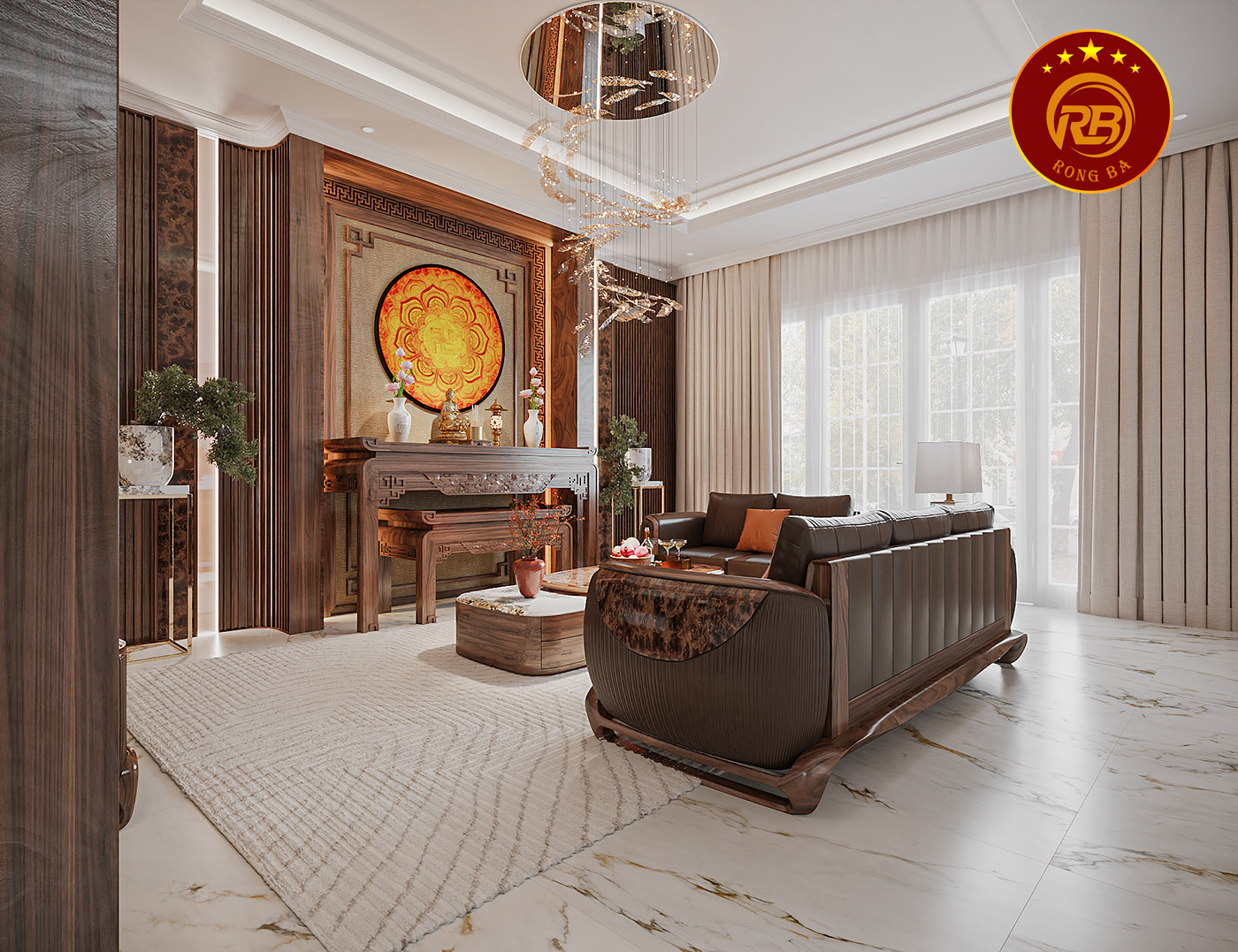 Thiết kế sofa gỗ óc chó đẹp sản xuất thi công giá xưởng 4