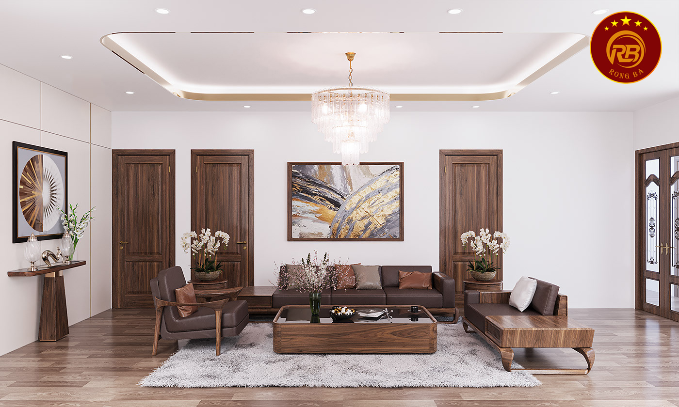 Sản xuất sofa gỗ óc chó hiện đại cao cấp giá xưởng
