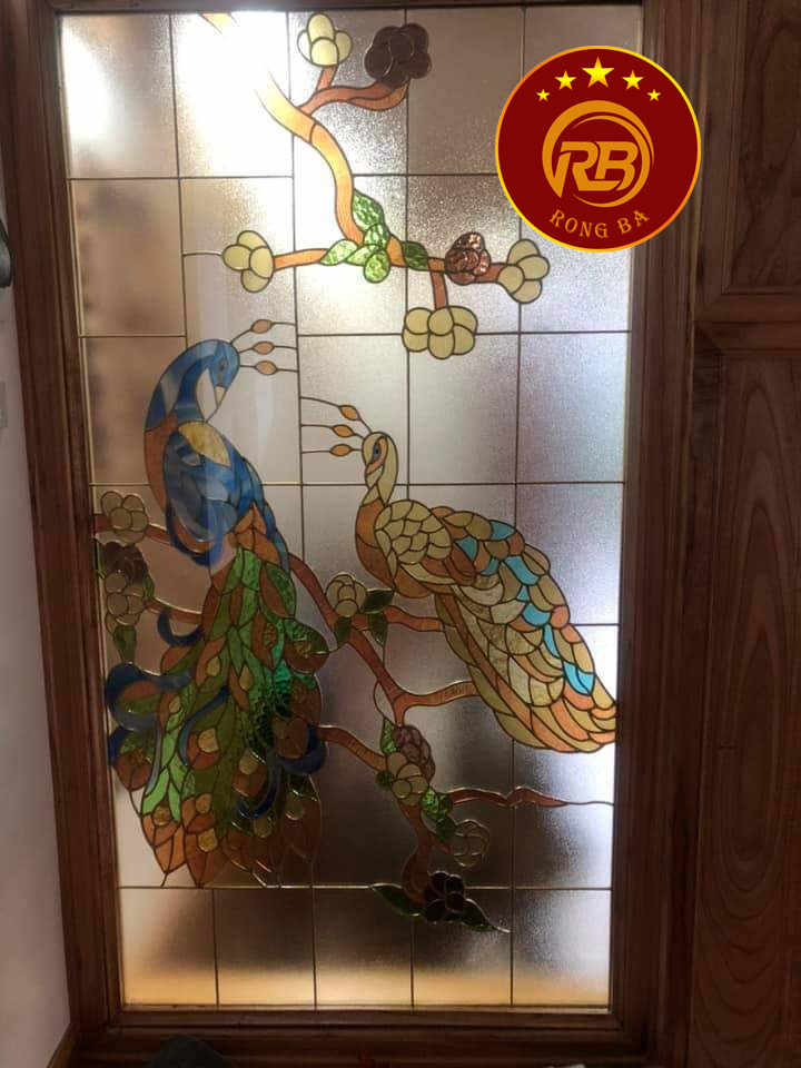 Tranh vách kính hoa đồng 12