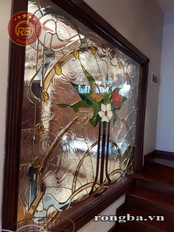 Tranh vách kính hoa đồng 89