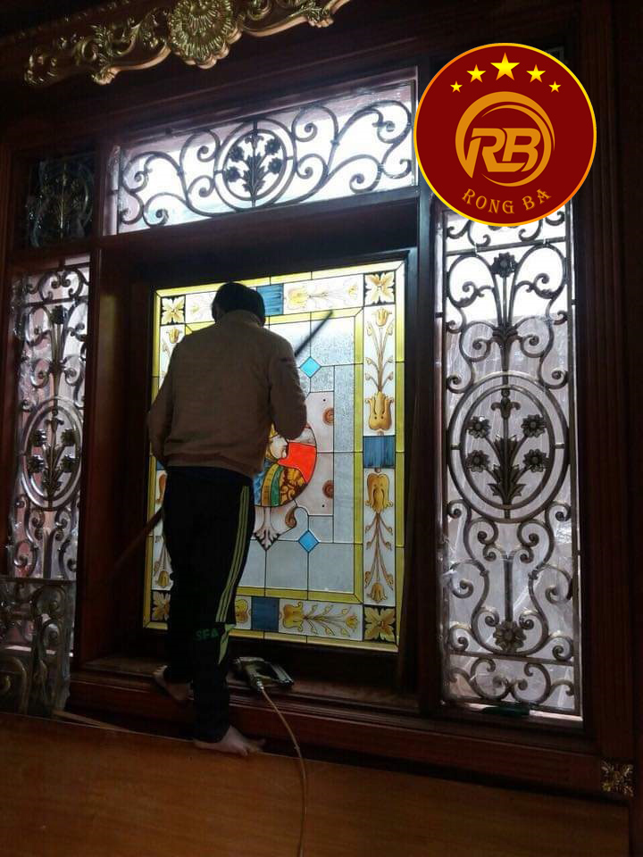 Tranh vách kính hoa đồng 91