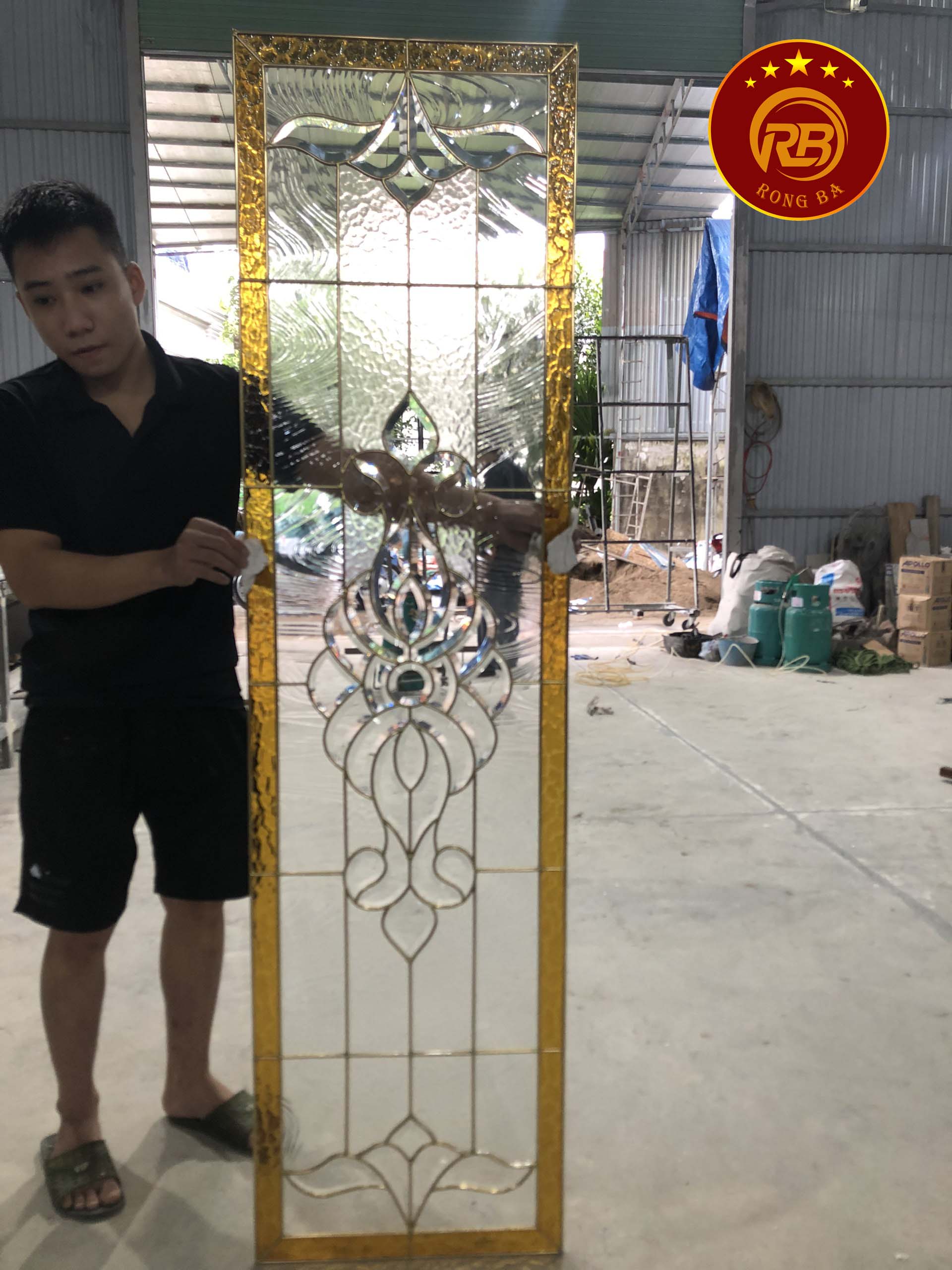 Tranh vách kính hoa đồng 222