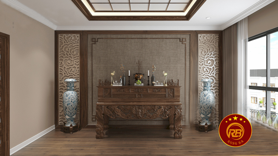 bàn thờ gỗ óc chó tại quảng bình