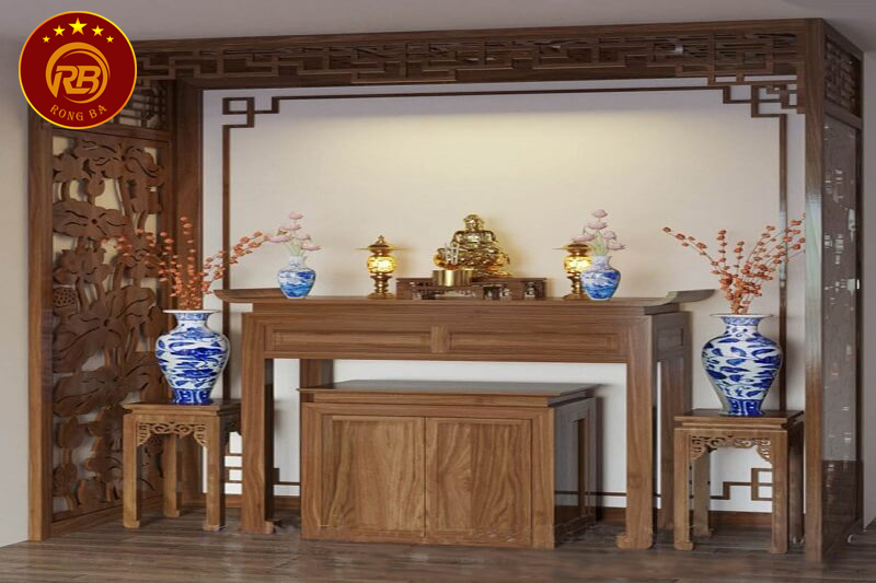bàn thờ gỗ óc chó tại quảng trị