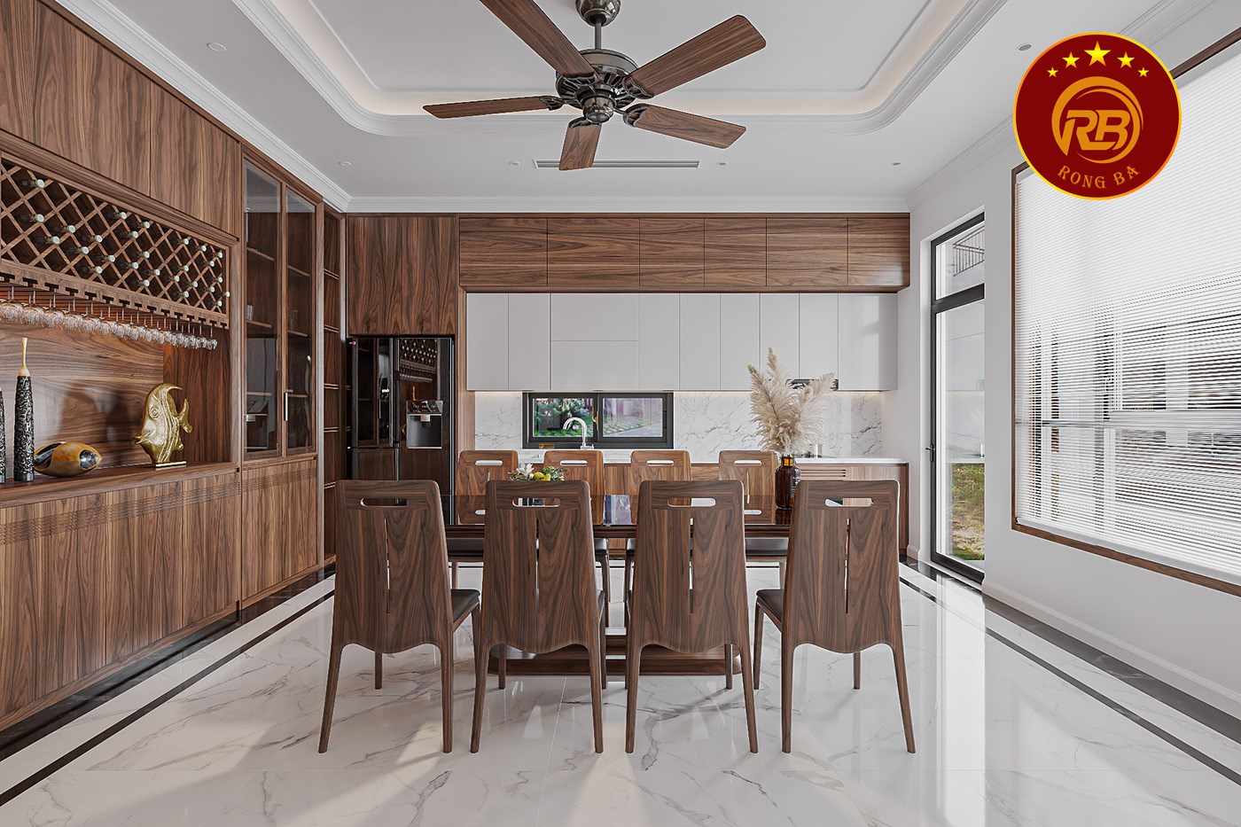 Thiết kế biệt thự gỗ óc chó đẹp hiện đại sang trọng 10
