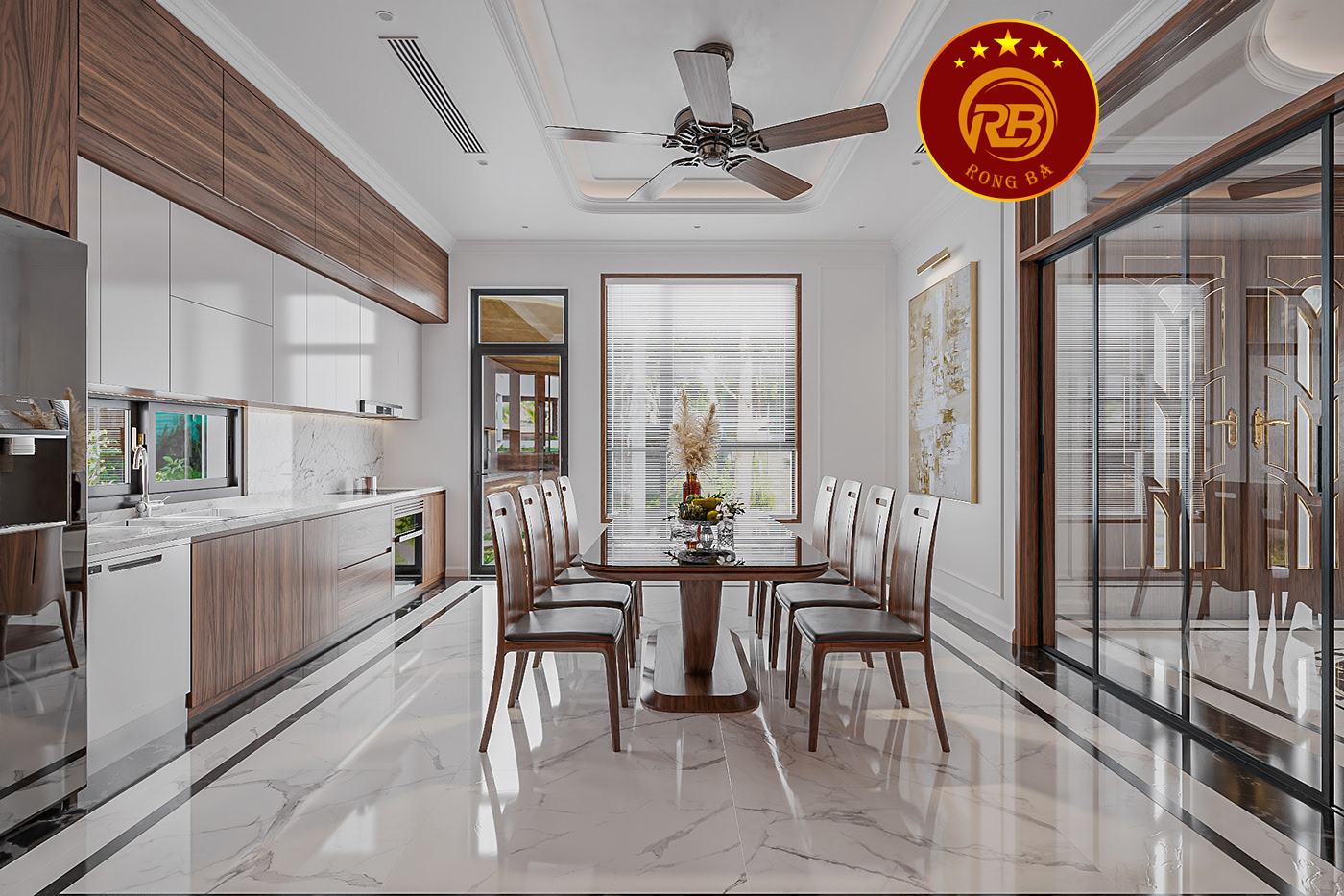 Thiết kế biệt thự gỗ óc chó đẹp hiện đại sang trọng 11