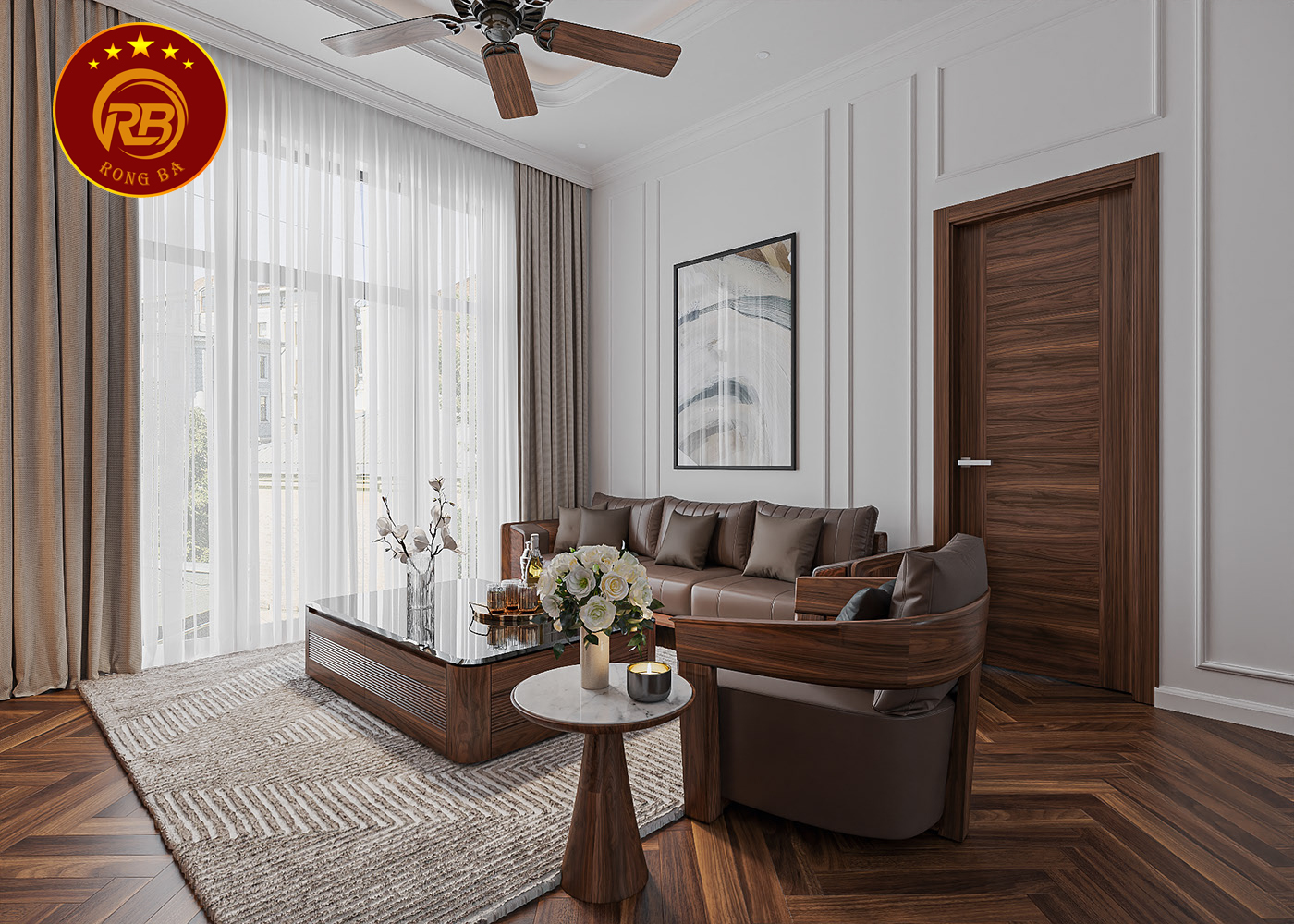 Thiết kế biệt thự gỗ óc chó đẹp hiện đại sang trọng 12
