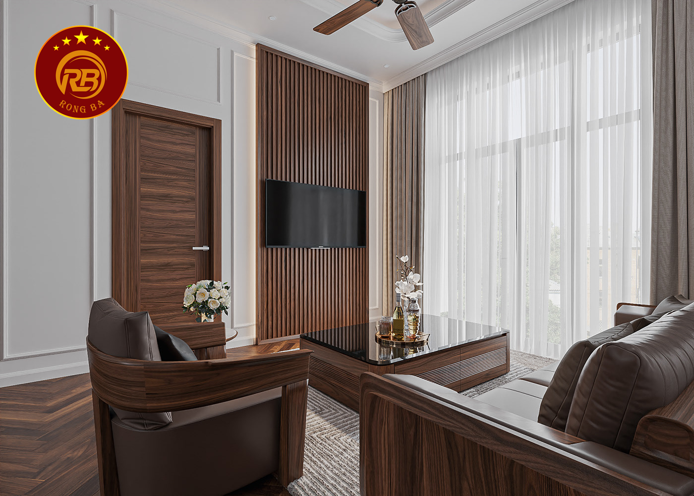Thiết kế biệt thự gỗ óc chó đẹp hiện đại sang trọng 13