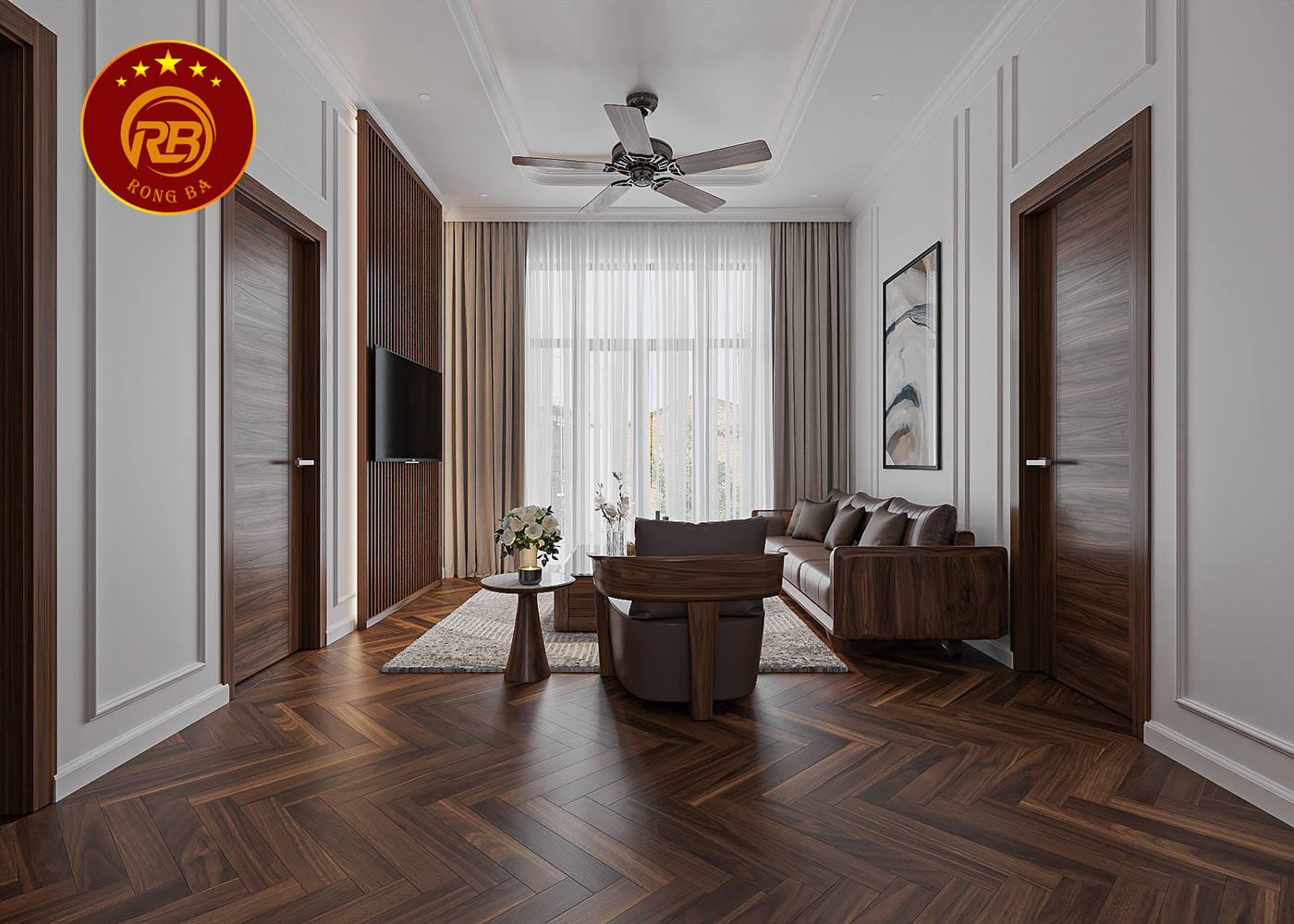Thiết kế biệt thự gỗ óc chó đẹp hiện đại sang trọng 14