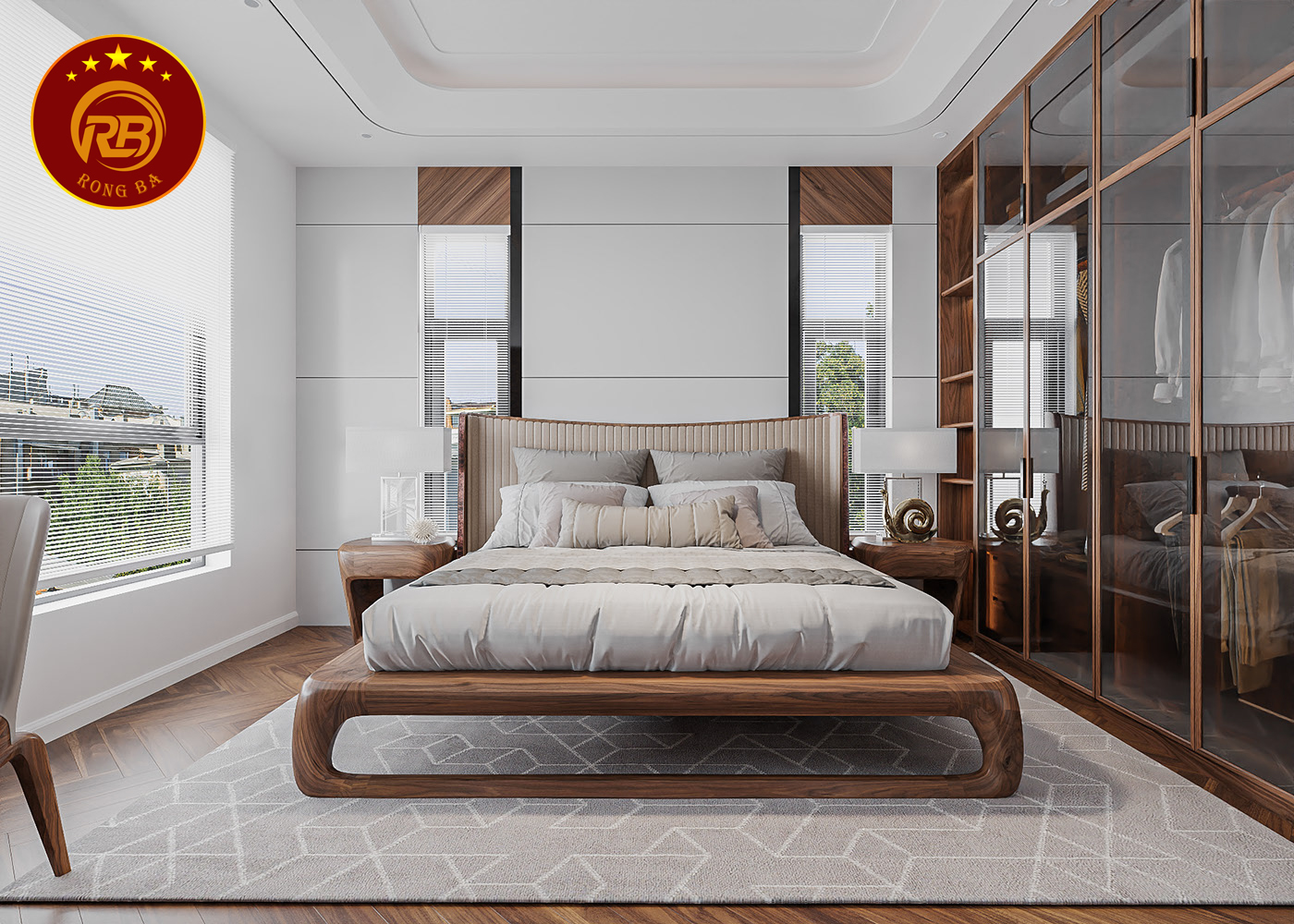 Thiết kế biệt thự gỗ óc chó đẹp hiện đại sang trọng 19
