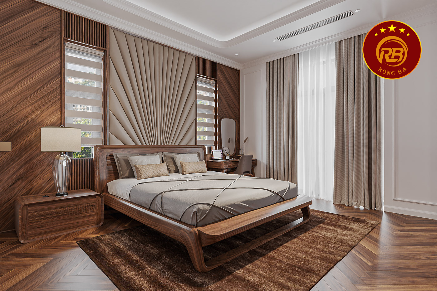 Thiết kế biệt thự gỗ óc chó đẹp hiện đại sang trọng 20