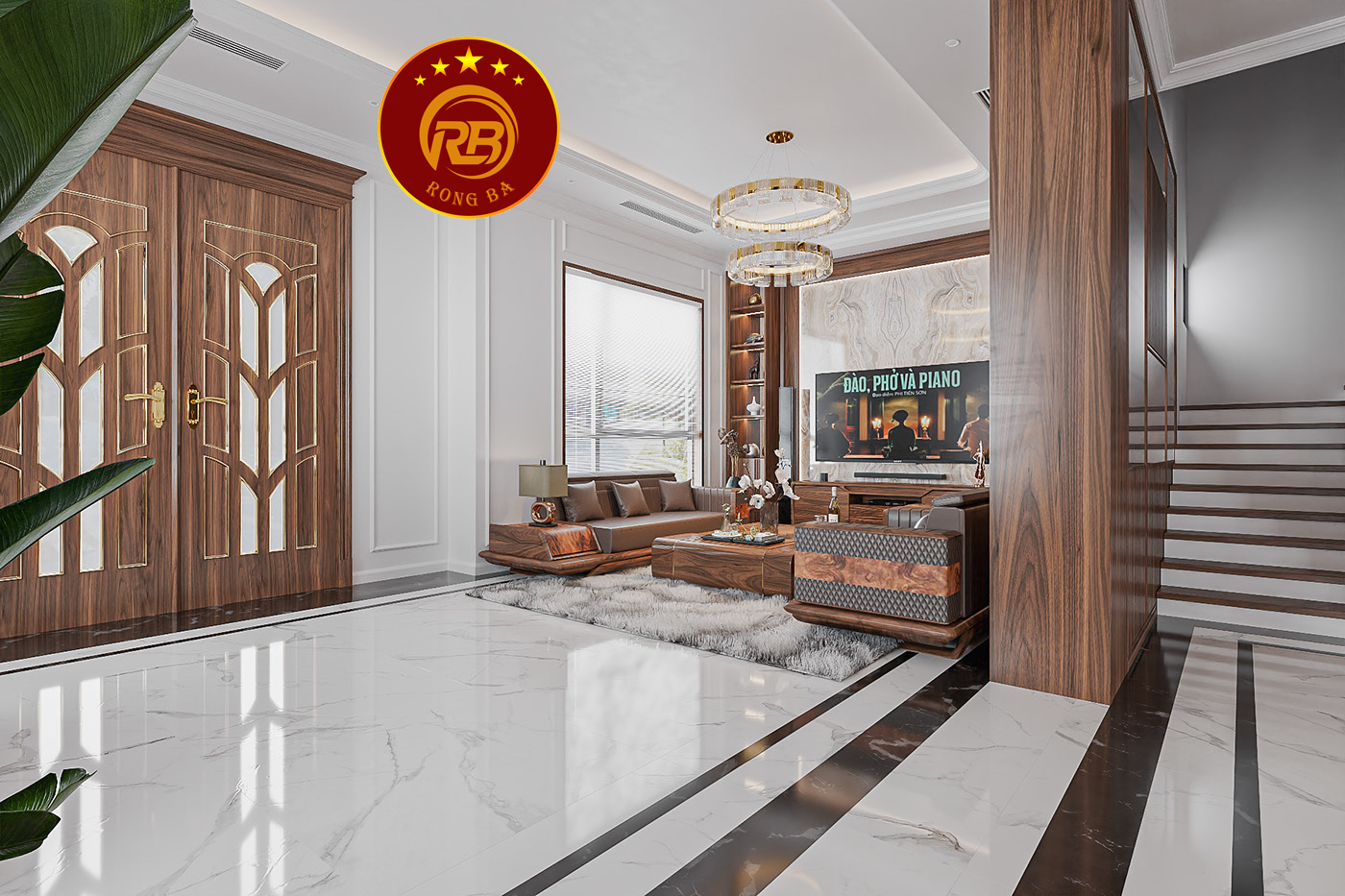 Thiết kế biệt thự gỗ óc chó đẹp hiện đại sang trọng 5