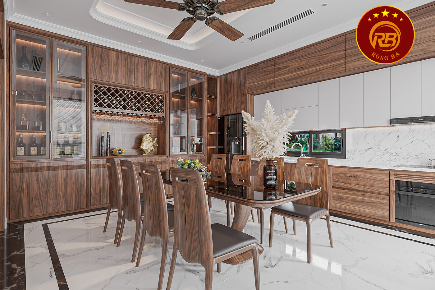 Thiết kế biệt thự gỗ óc chó đẹp hiện đại sang trọng 8