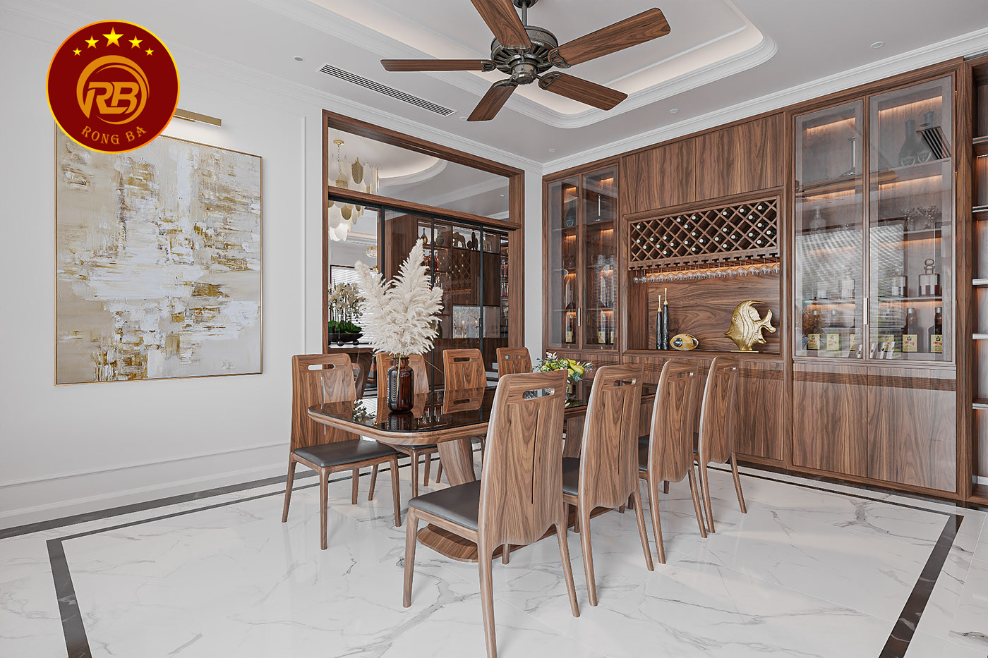 Thiết kế biệt thự gỗ óc chó đẹp hiện đại sang trọng 9