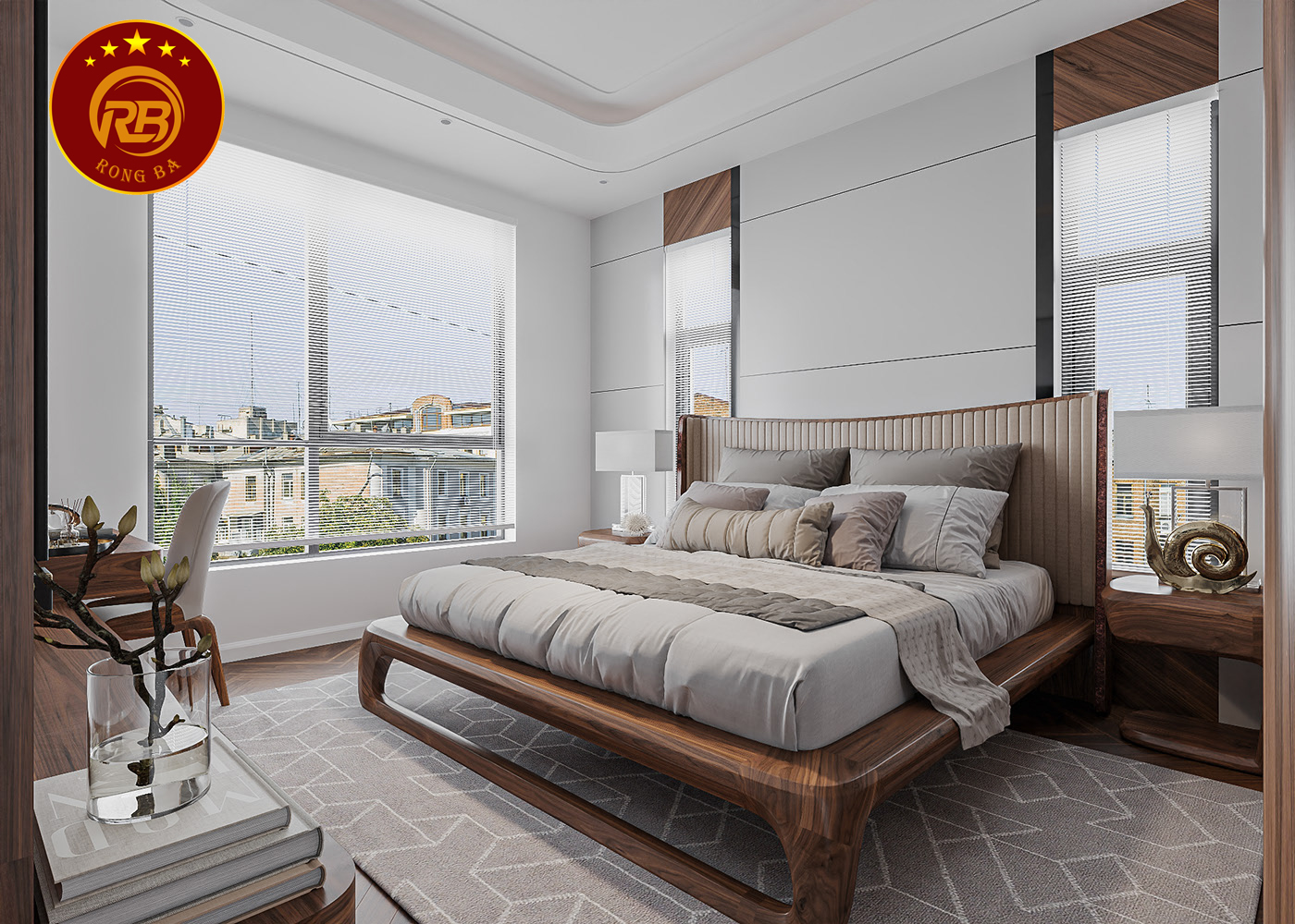 Sản xuất nội thất biệt thự gỗ óc chó đẹp hiện đại 10