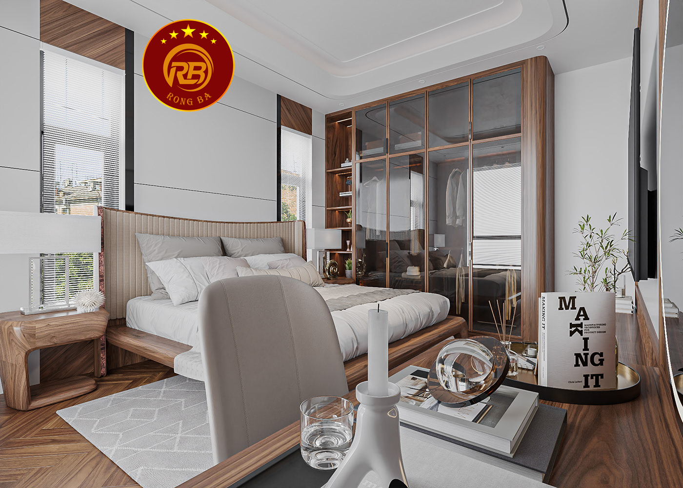 Sản xuất nội thất biệt thự gỗ óc chó đẹp hiện đại 14