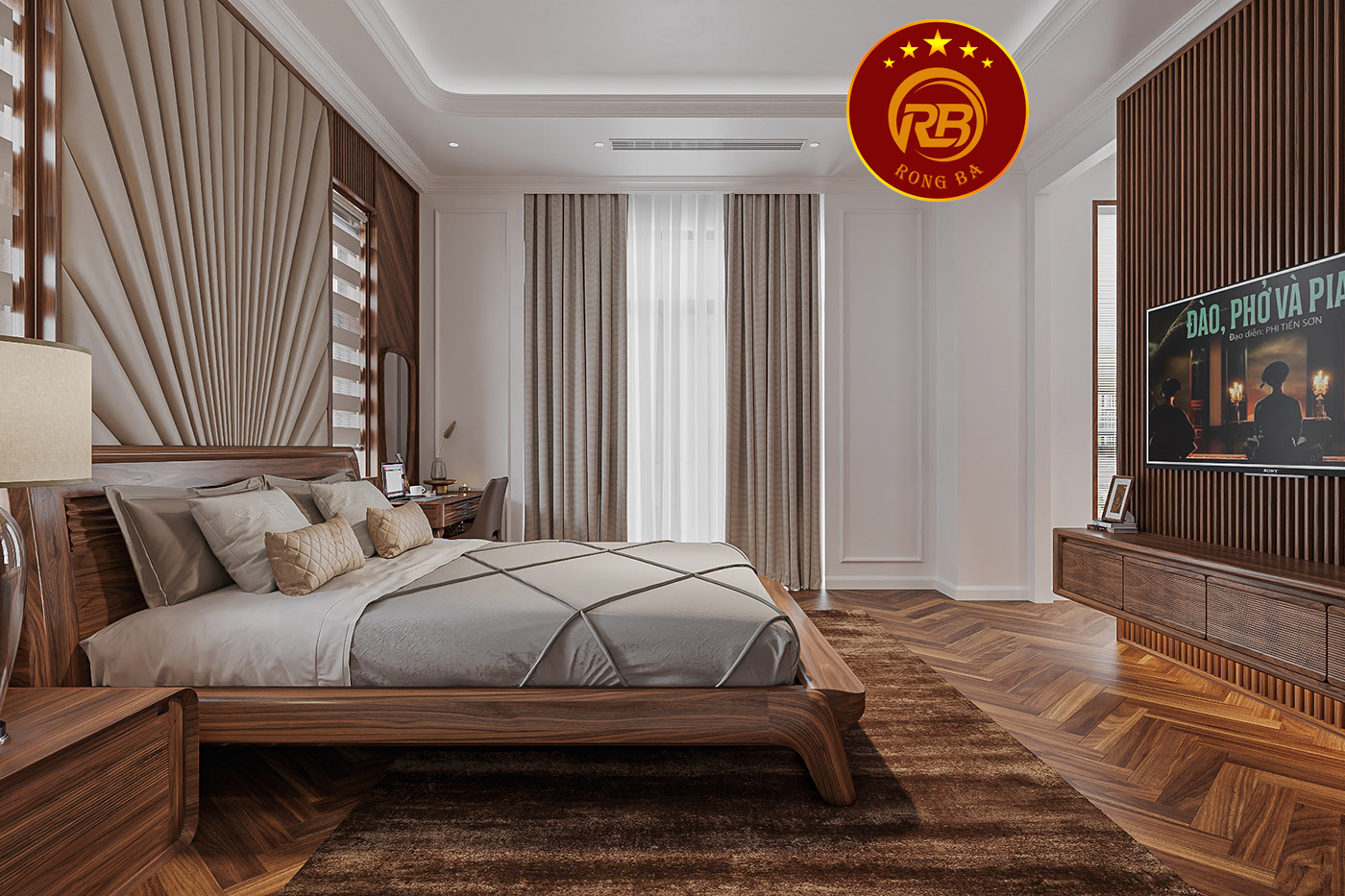 Sản xuất nội thất biệt thự gỗ óc chó đẹp hiện đại 17