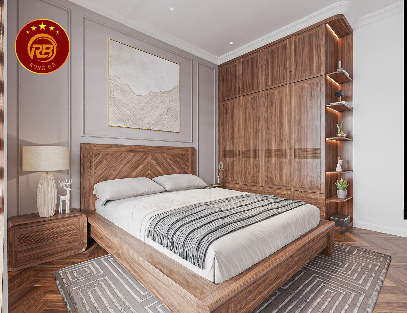 Sản xuất nội thất biệt thự gỗ óc chó đẹp hiện đại 18