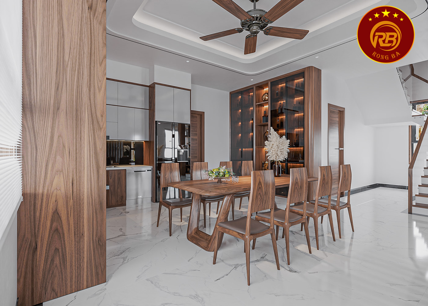 Sản xuất nội thất biệt thự gỗ óc chó đẹp hiện đại 2