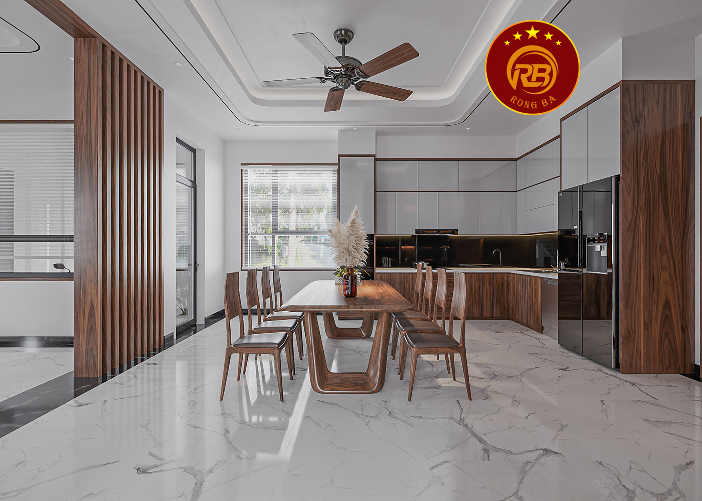 Sản xuất nội thất biệt thự gỗ óc chó đẹp hiện đại 3