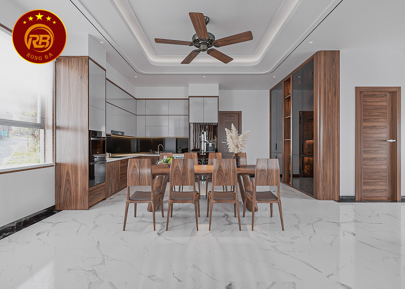 Sản xuất nội thất biệt thự gỗ óc chó đẹp hiện đại 4