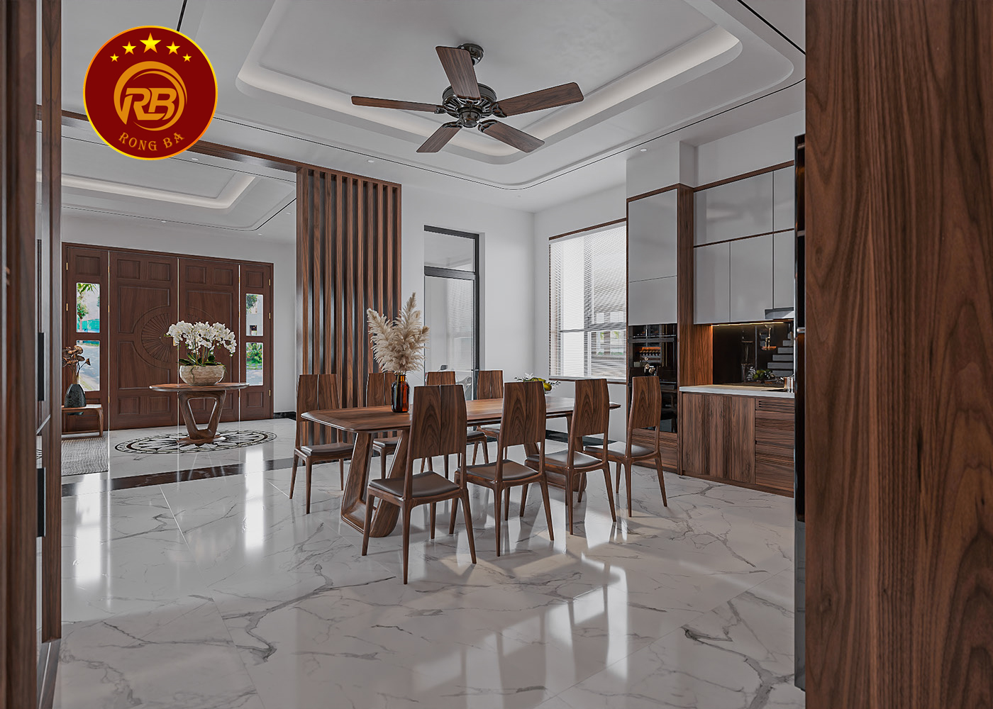 Sản xuất nội thất biệt thự gỗ óc chó đẹp hiện đại 5