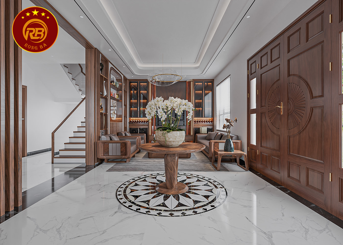 Sản xuất nội thất biệt thự gỗ óc chó đẹp hiện đại 6
