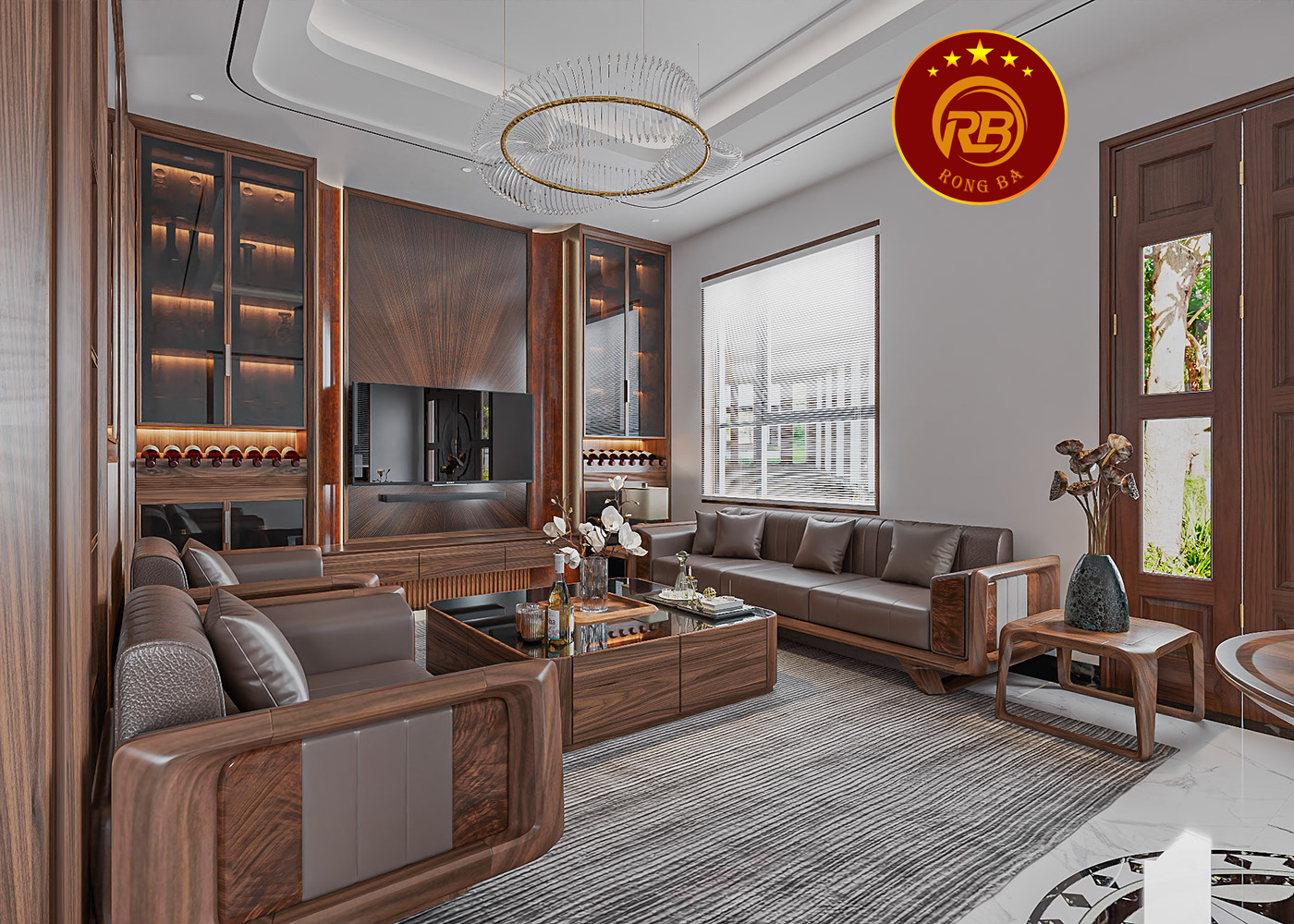 Sản xuất nội thất biệt thự gỗ óc chó đẹp hiện đại 9