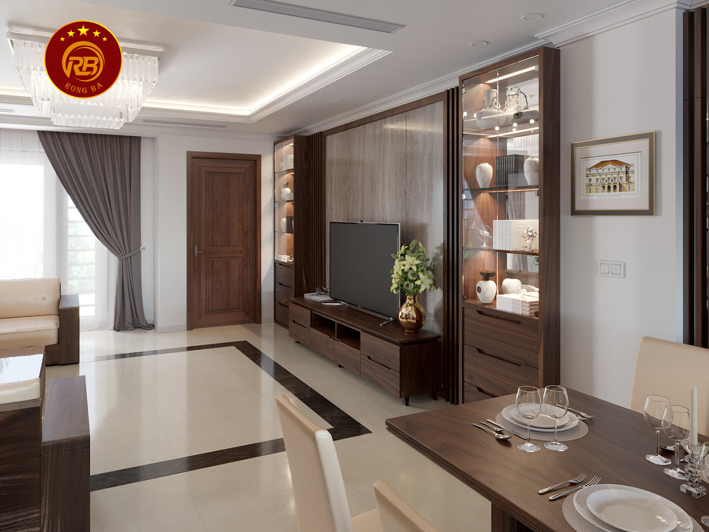 Thi công nội thất biệt thự gỗ óc chó tại đà nẵng mới nhất 1