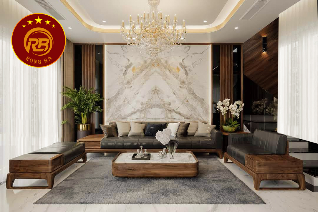 nội thất biệt thự gỗ óc chó tại hà tĩnh