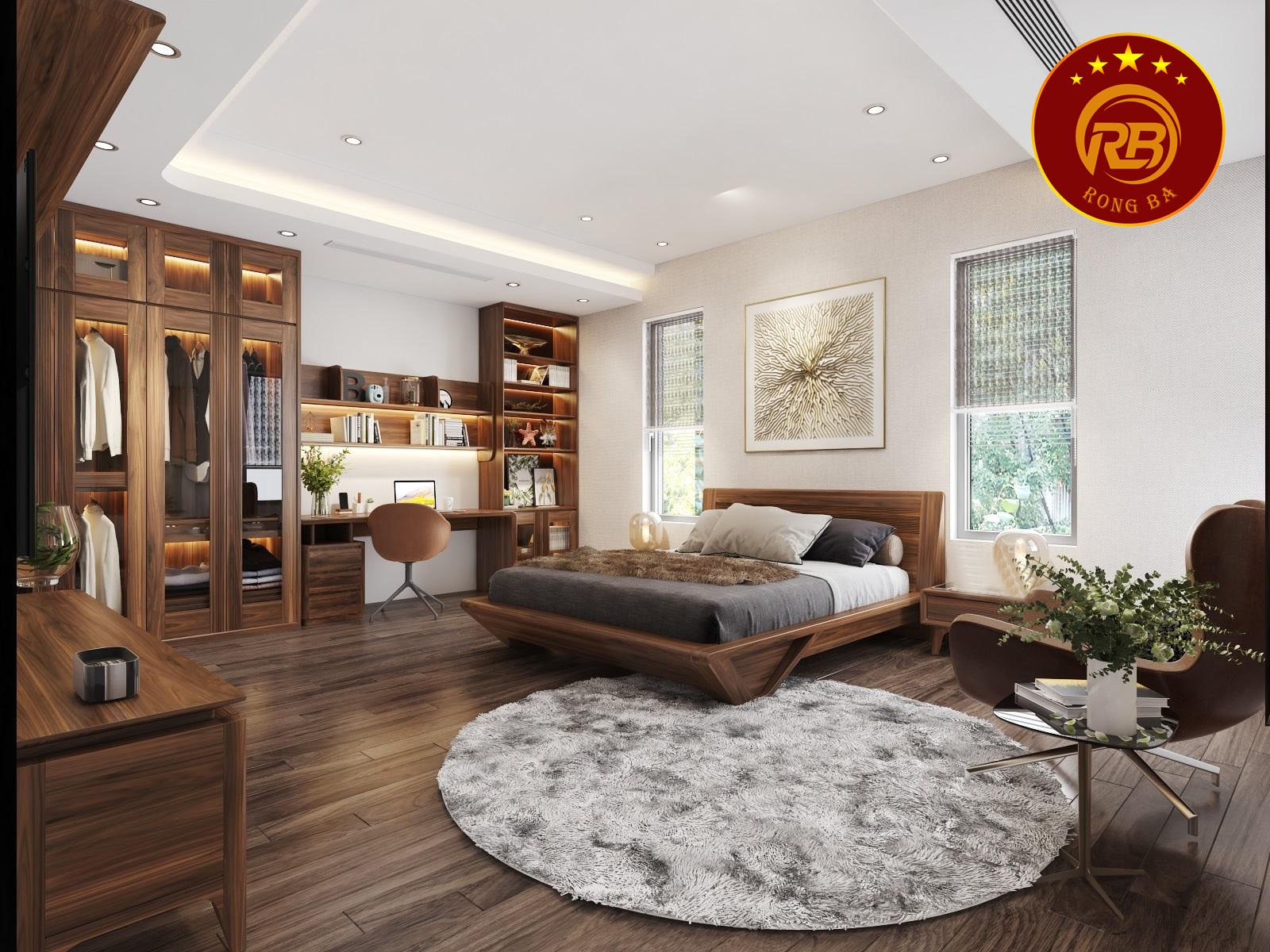 nội thất chung cư gỗ óc chó