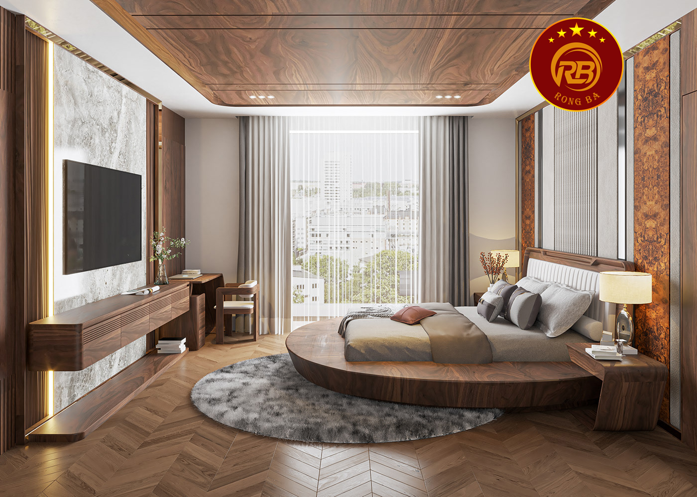 Thiết kế nội thất gỗ óc chó tại đà nẵng hiện đại 11
