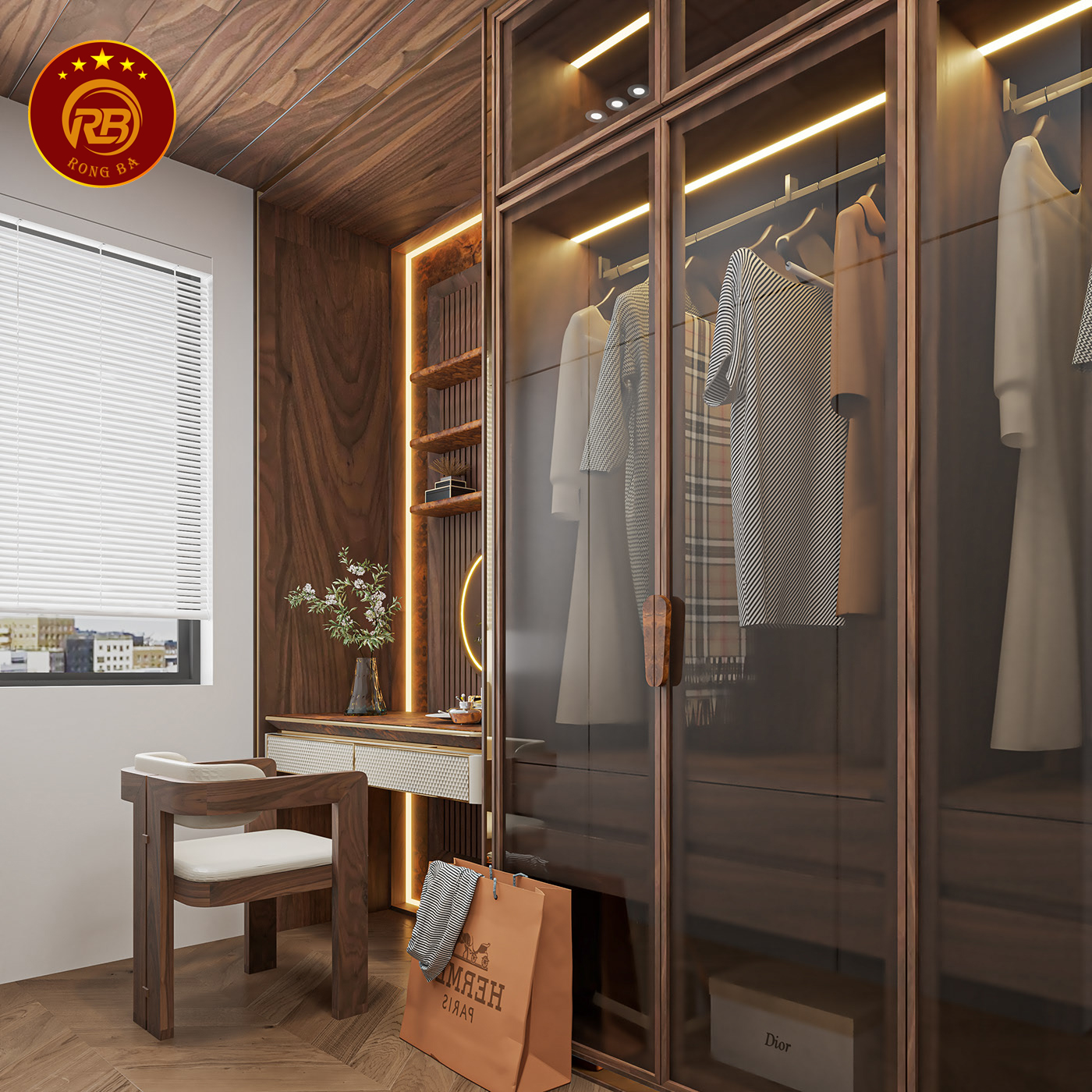 Thiết kế nội thất gỗ óc chó tại đà nẵng hiện đại 15