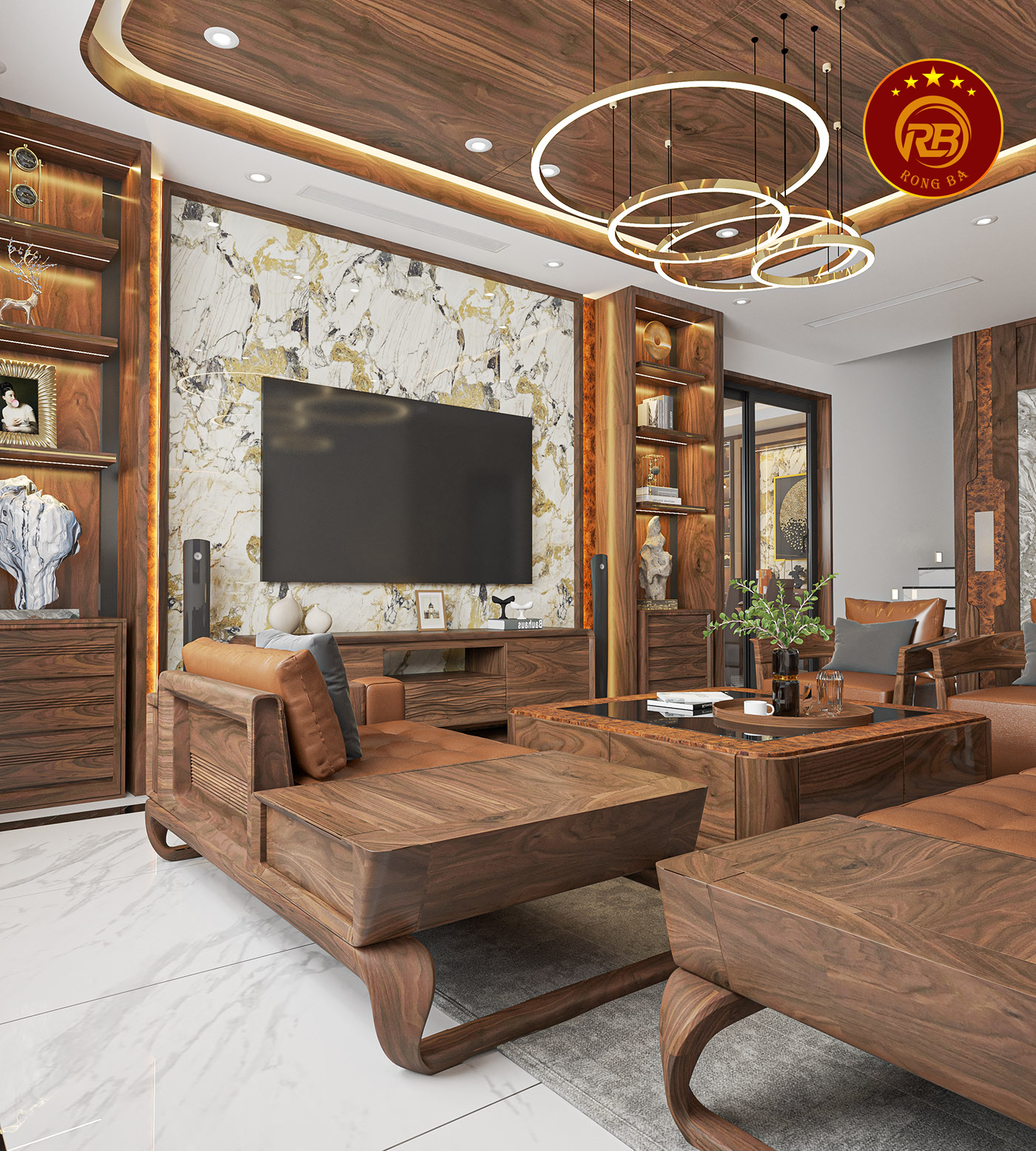 Thiết kế nội thất gỗ óc chó tại đà nẵng hiện đại 3