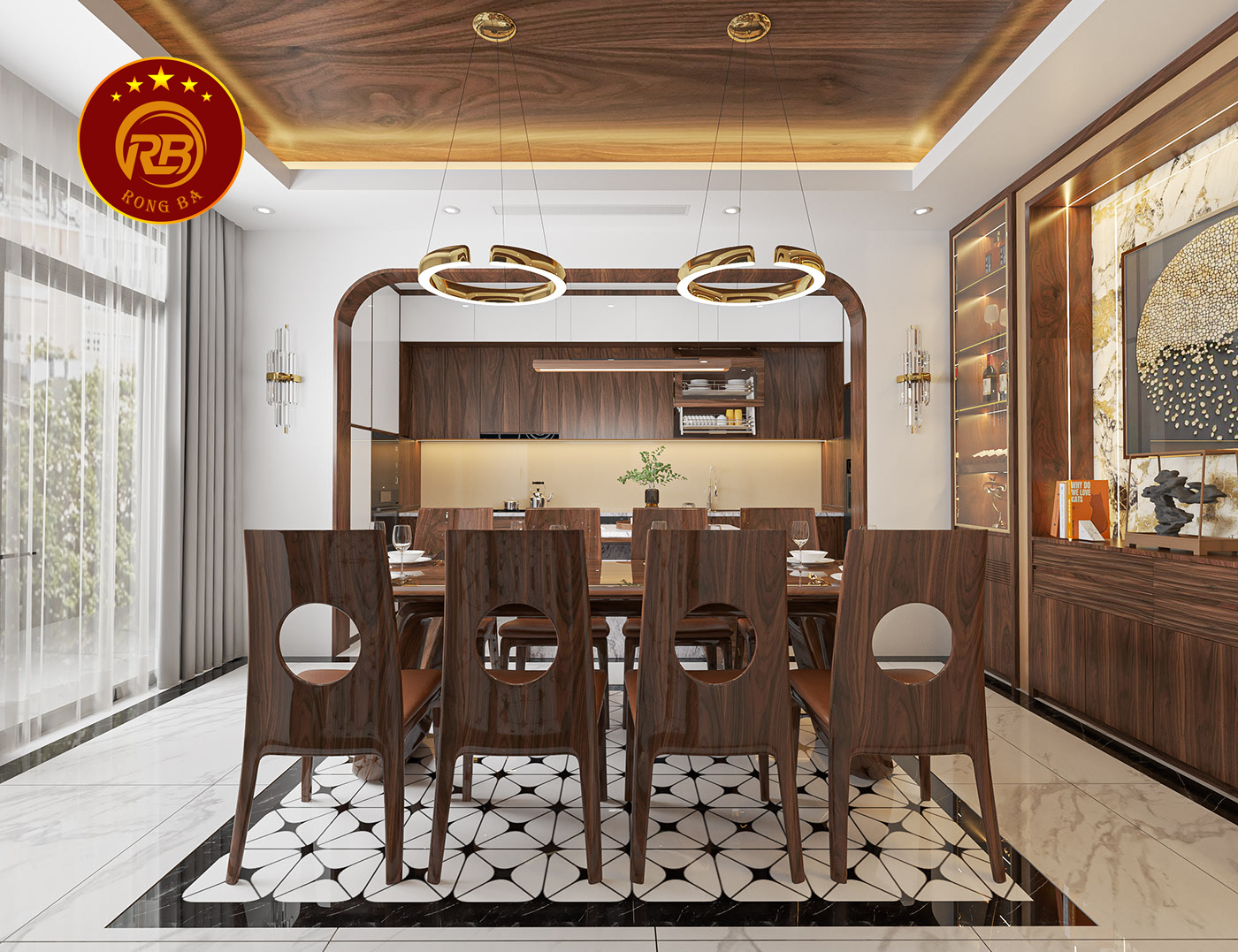 Thiết kế nội thất gỗ óc chó tại đà nẵng hiện đại 5