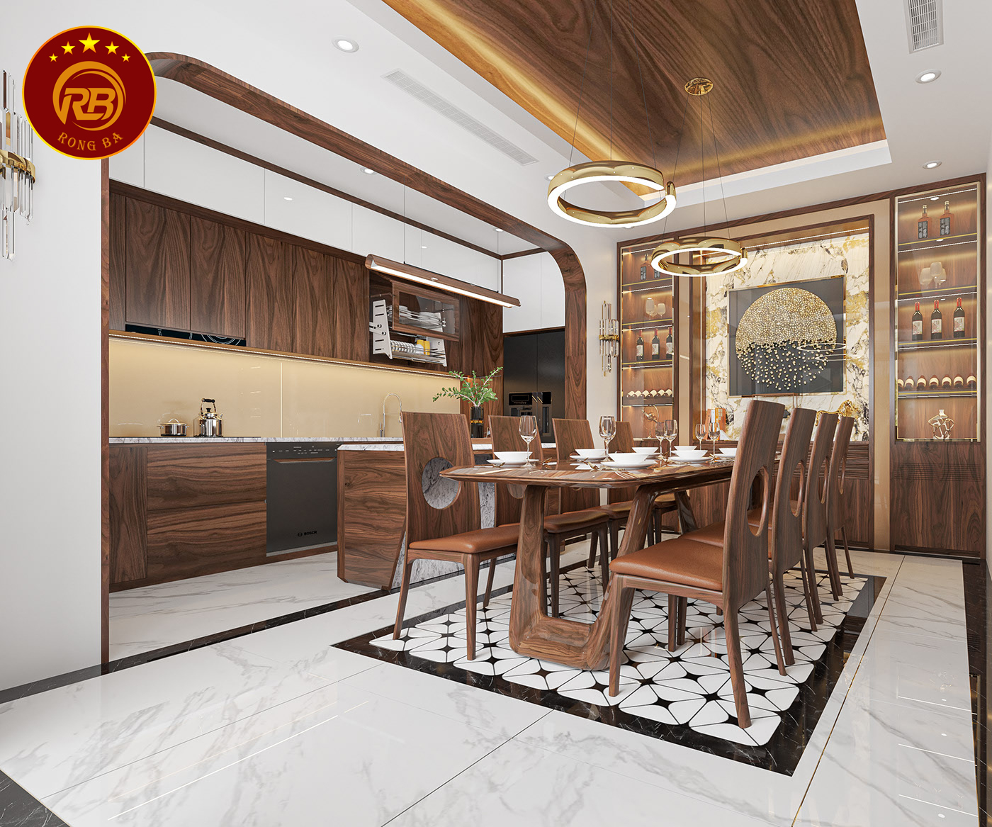 Thiết kế nội thất gỗ óc chó tại đà nẵng hiện đại 6