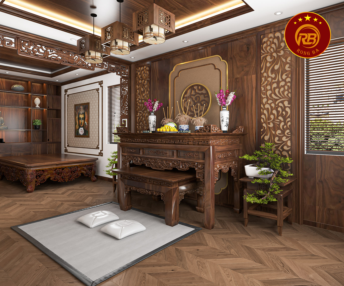 Thiết kế nội thất gỗ óc chó tại đà nẵng hiện đại 8