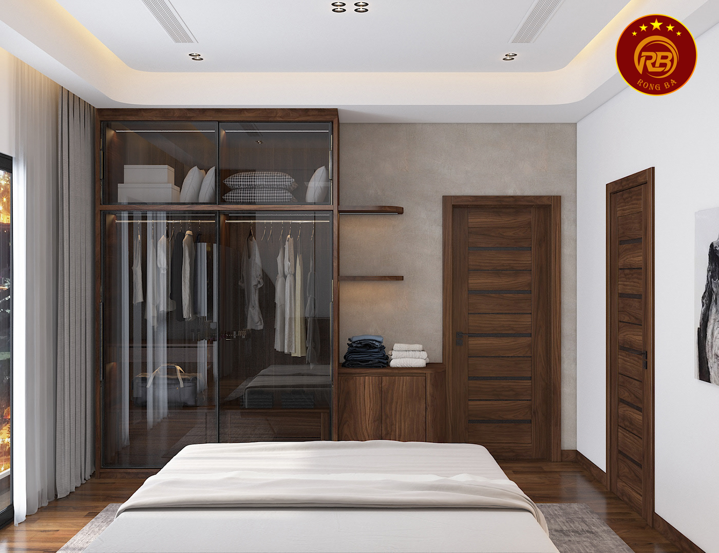 Thiết kế phòng ngủ óc chó đẹp hiện đại sang trọng 1