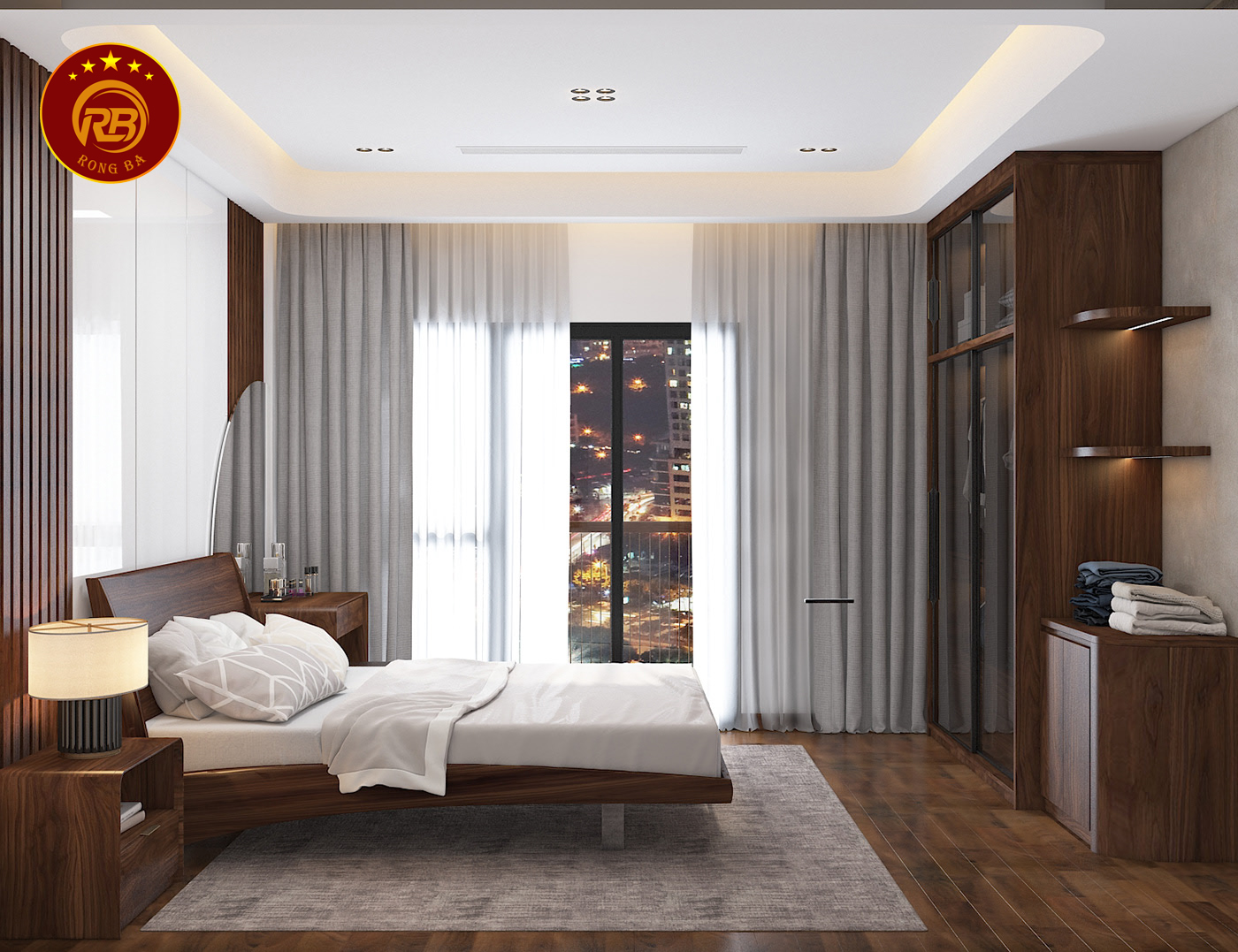 Thiết kế phòng ngủ óc chó đẹp hiện đại sang trọng 2