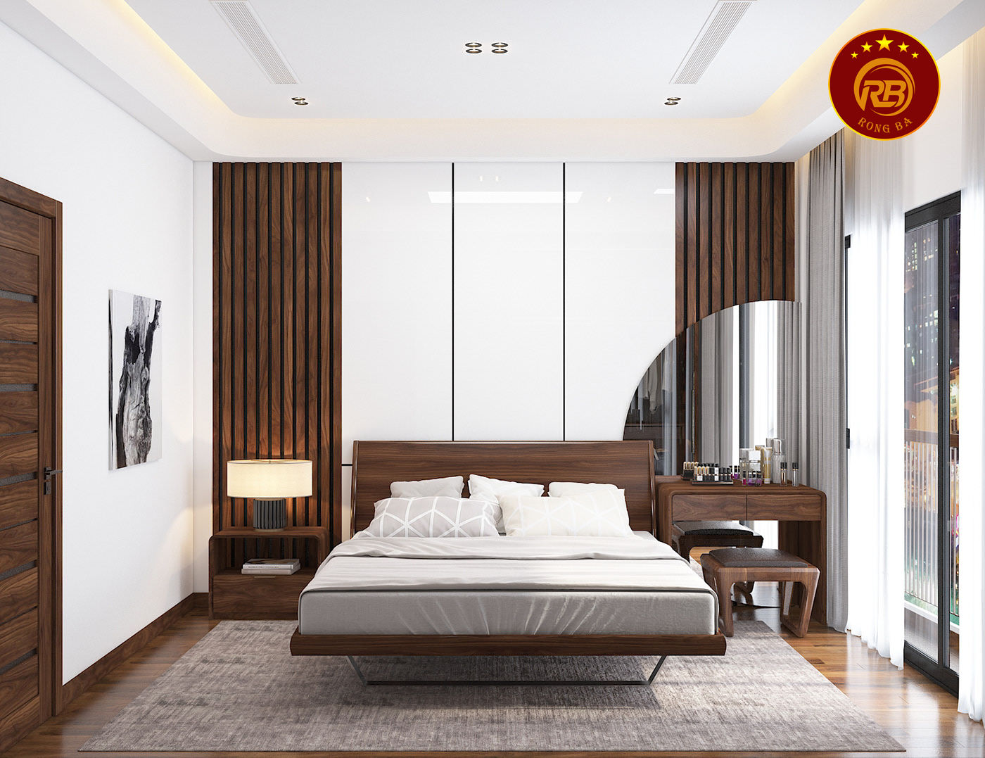 Thiết kế phòng ngủ óc chó đẹp hiện đại sang trọng 3