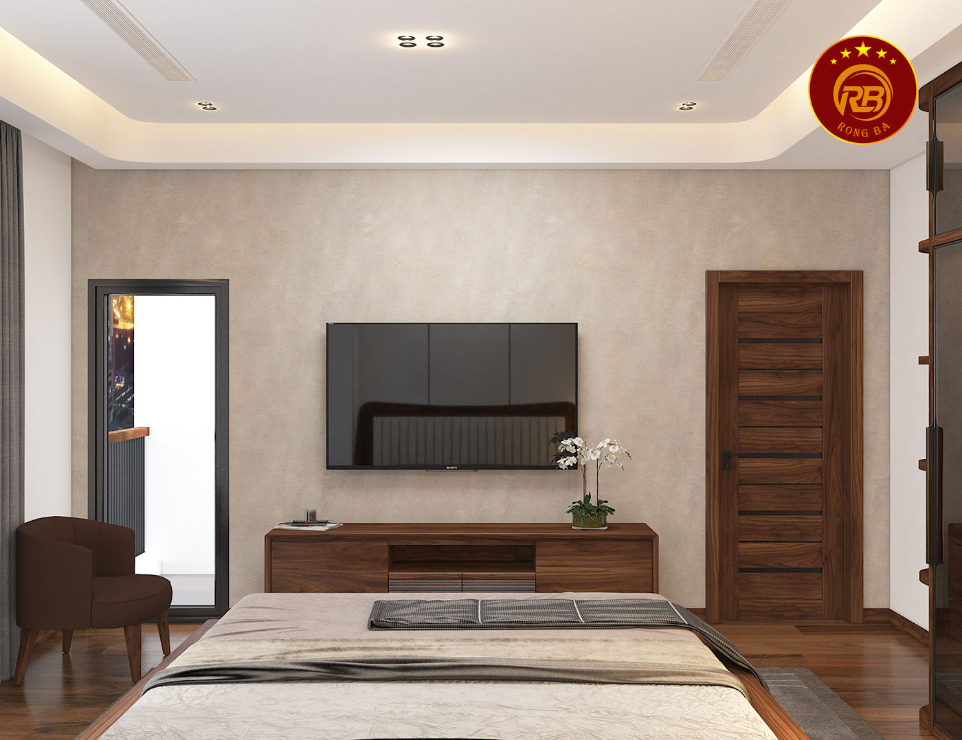 Thiết kế phòng ngủ óc chó đẹp hiện đại sang trọng 4