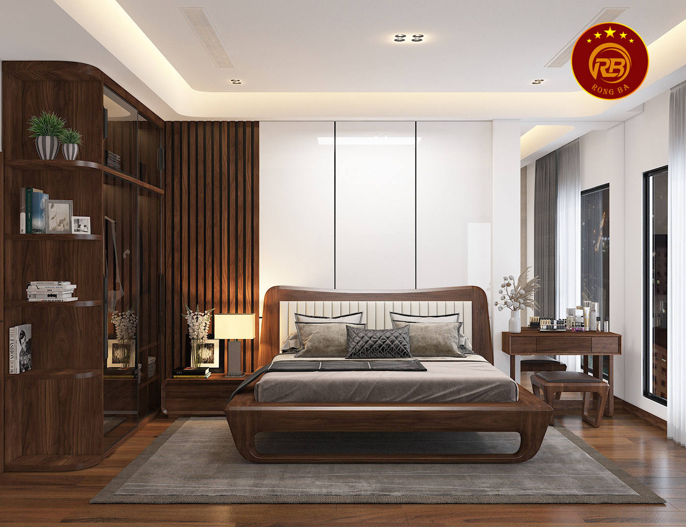 Thiết kế phòng ngủ óc chó đẹp hiện đại sang trọng 5