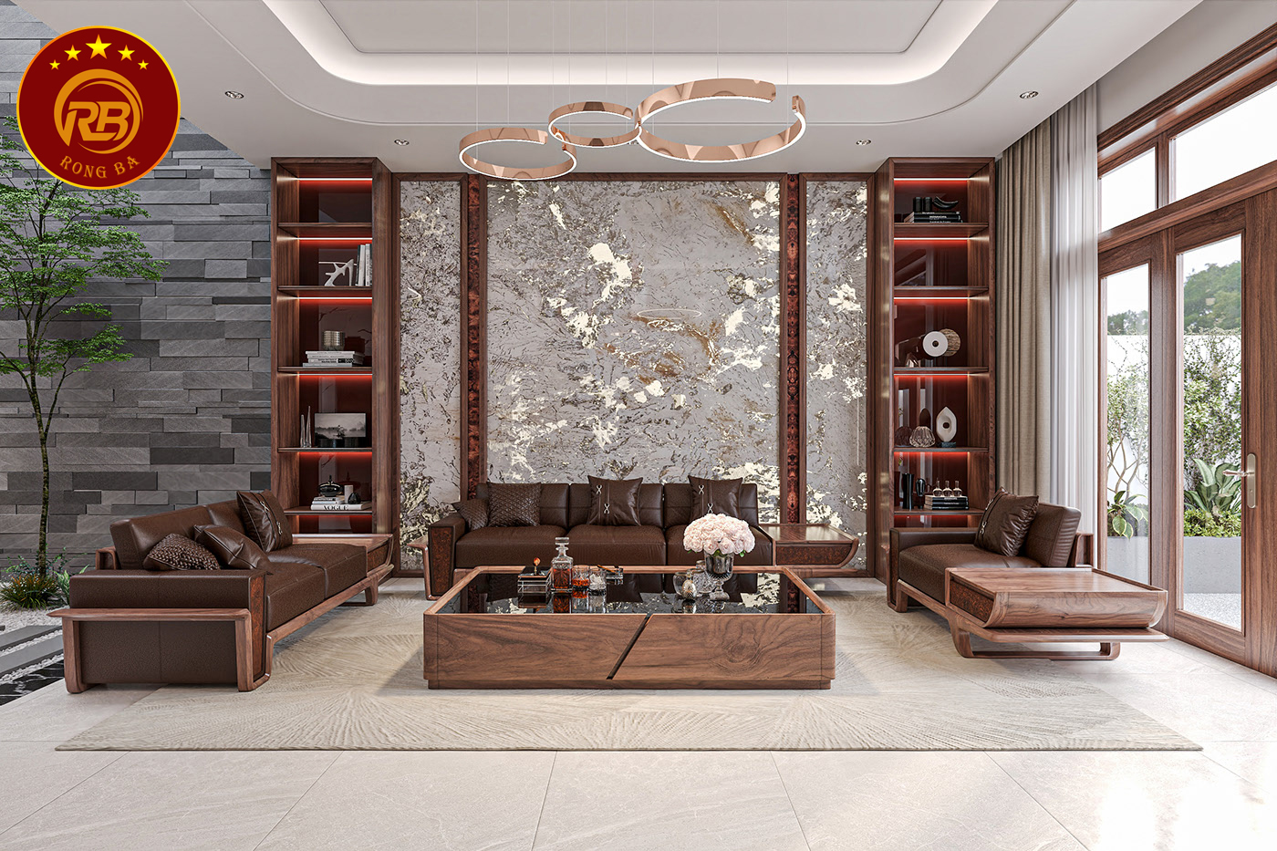 Sản xuất sofa gỗ óc chó tại an giang đẹp cao cấp