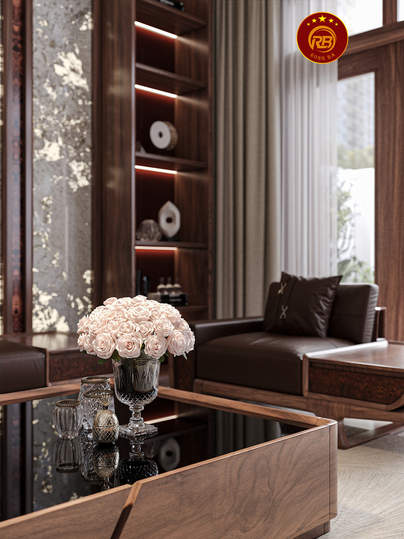 Sản xuất sofa gỗ óc chó tại an giang đẹp cao cấp 4