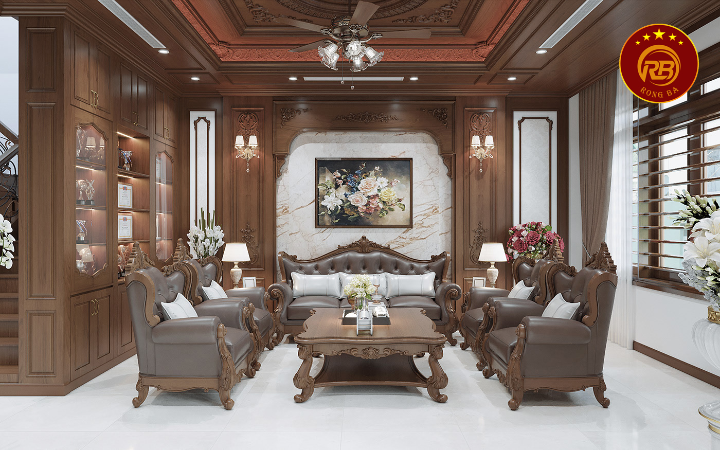 Sản xuất sofa gỗ óc chó tại bắc giang cao cấp 2