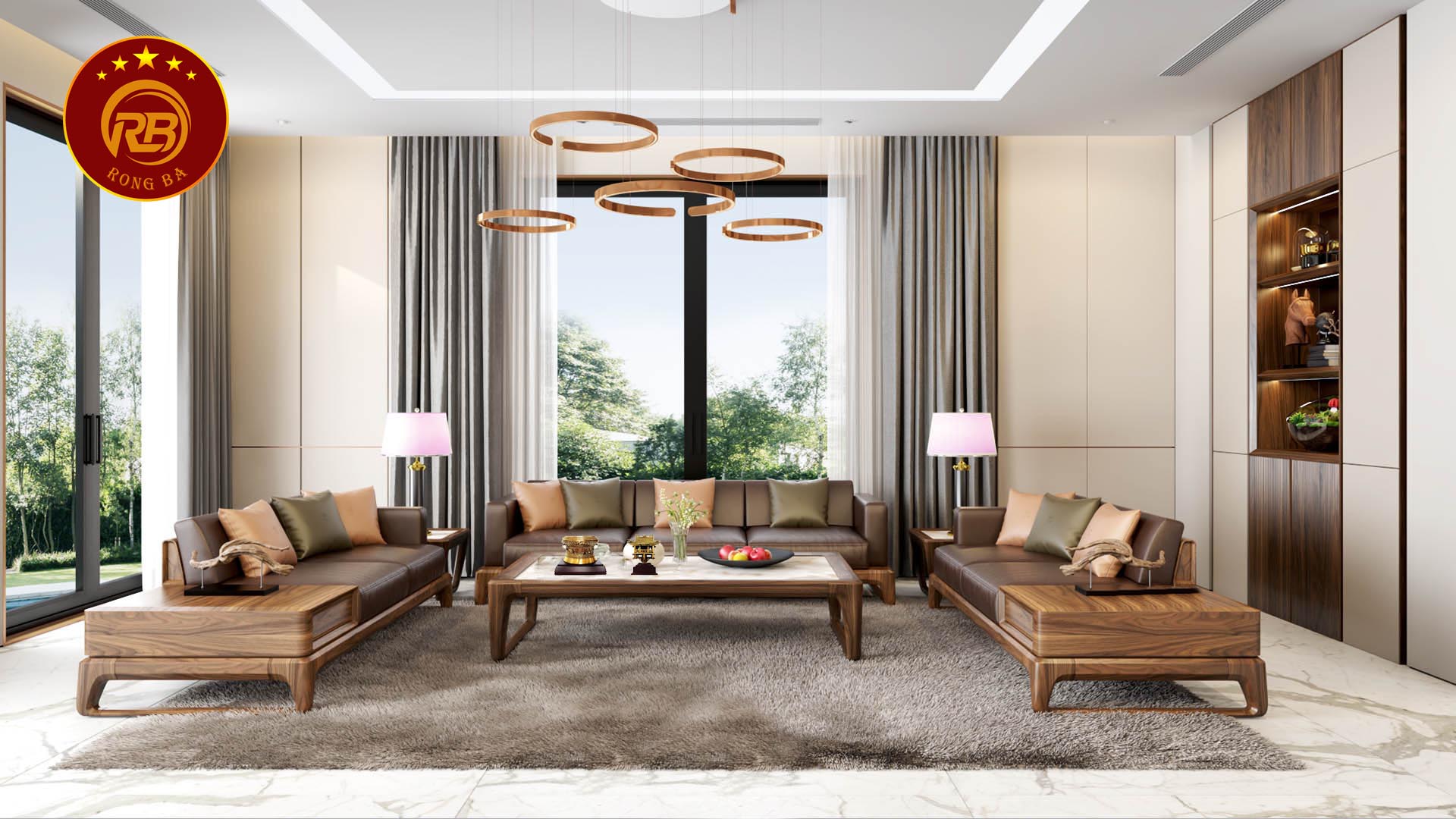 sofa gỗ óc chó tại bắc giang