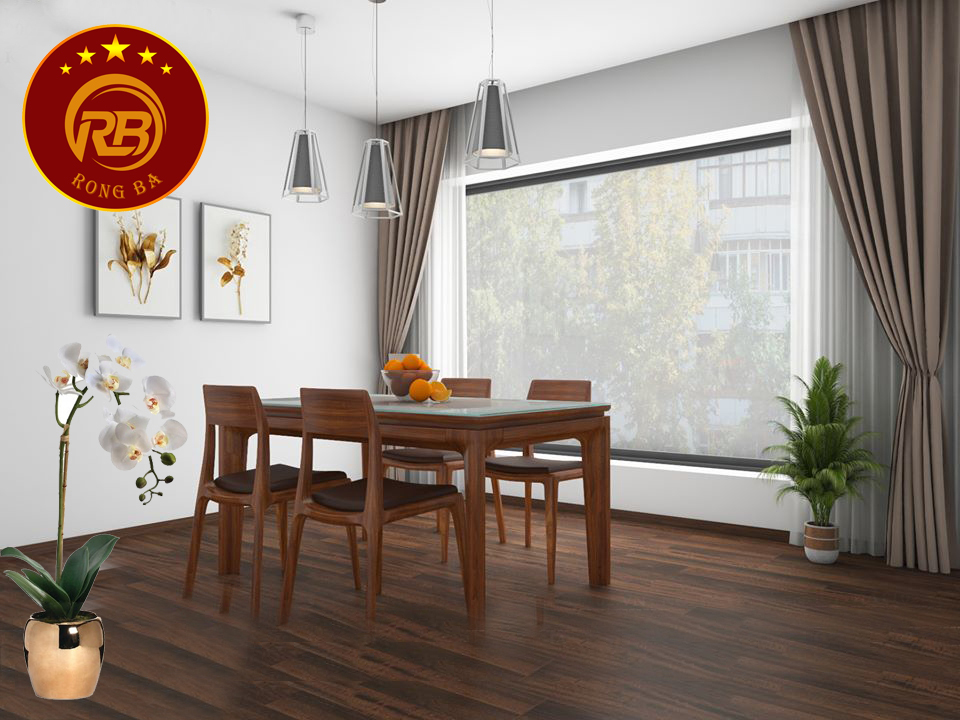 bộ bàn ăn 4 ghế gỗ óc chó