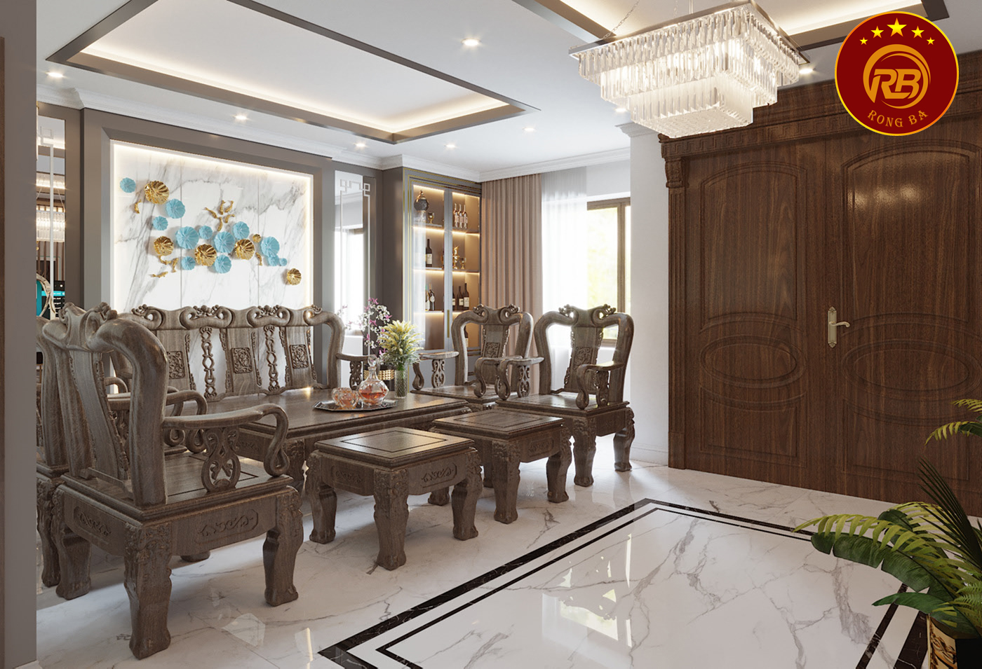 Thiết kế nội thất gỗ óc chó tại bà rịa vũng tàu hiện đại 1