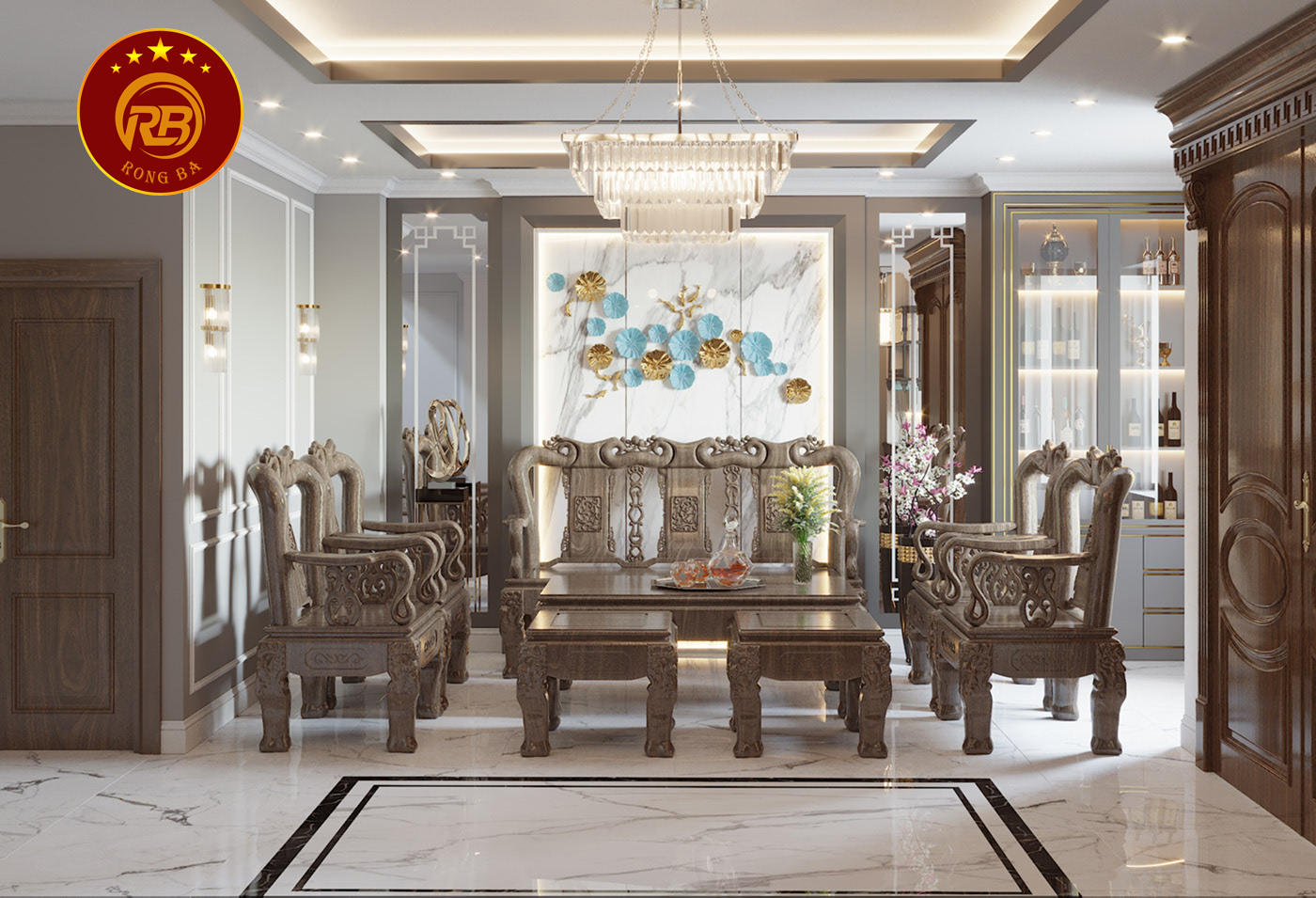 Thiết kế nội thất gỗ óc chó tại bà rịa vũng tàu hiện đại